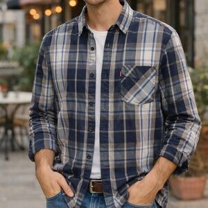 Levi's Plaid Cotton Button-Down Shirt – Size L